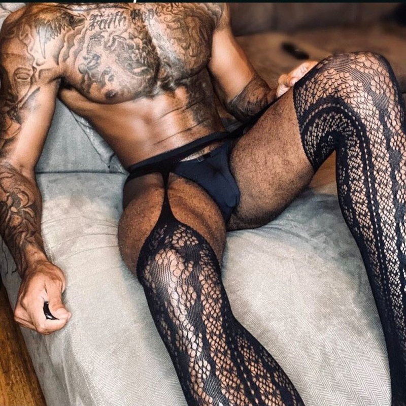 NoGenderWear Bas effet porte-jarretelles Erotic Panty Noirs